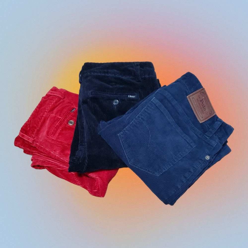 Lot of 3 Vintage Polo Ralph Lauren Corduroy Chino Pants Women's Size 16